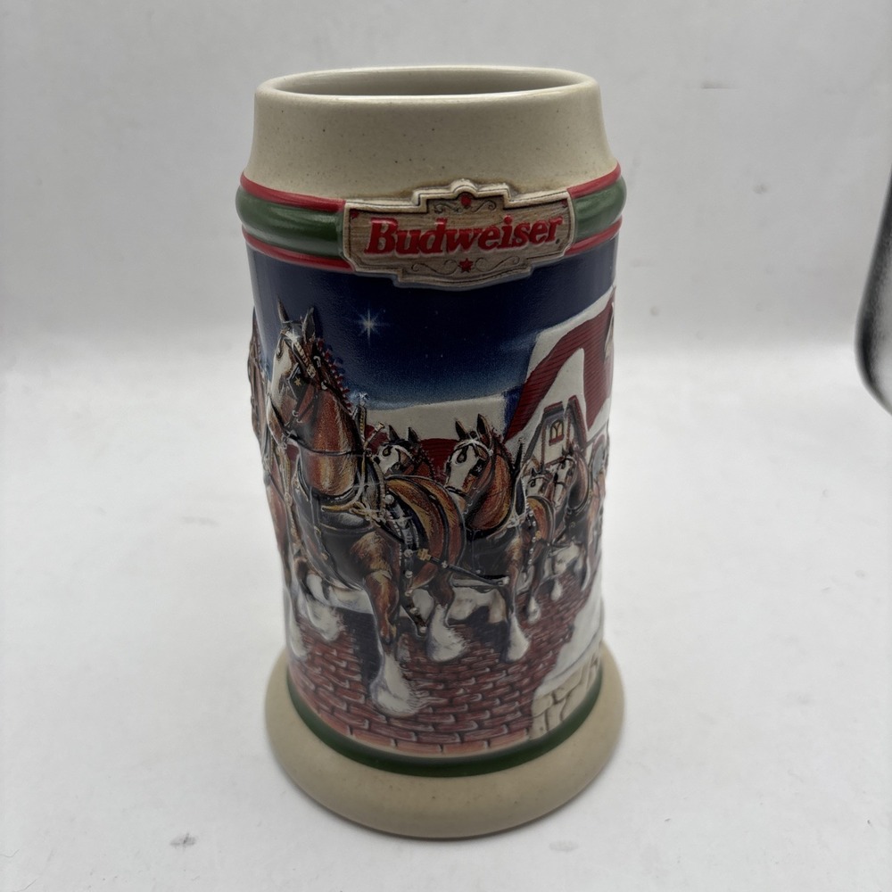 Budweiser Holiday Beer Stein 1998 Grant's Farm Holiday CS343 Clydesdale Anheuser
